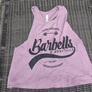Barbells And Ponytails "Low Squats"" Racer Crop Tank Top Sz S NEW